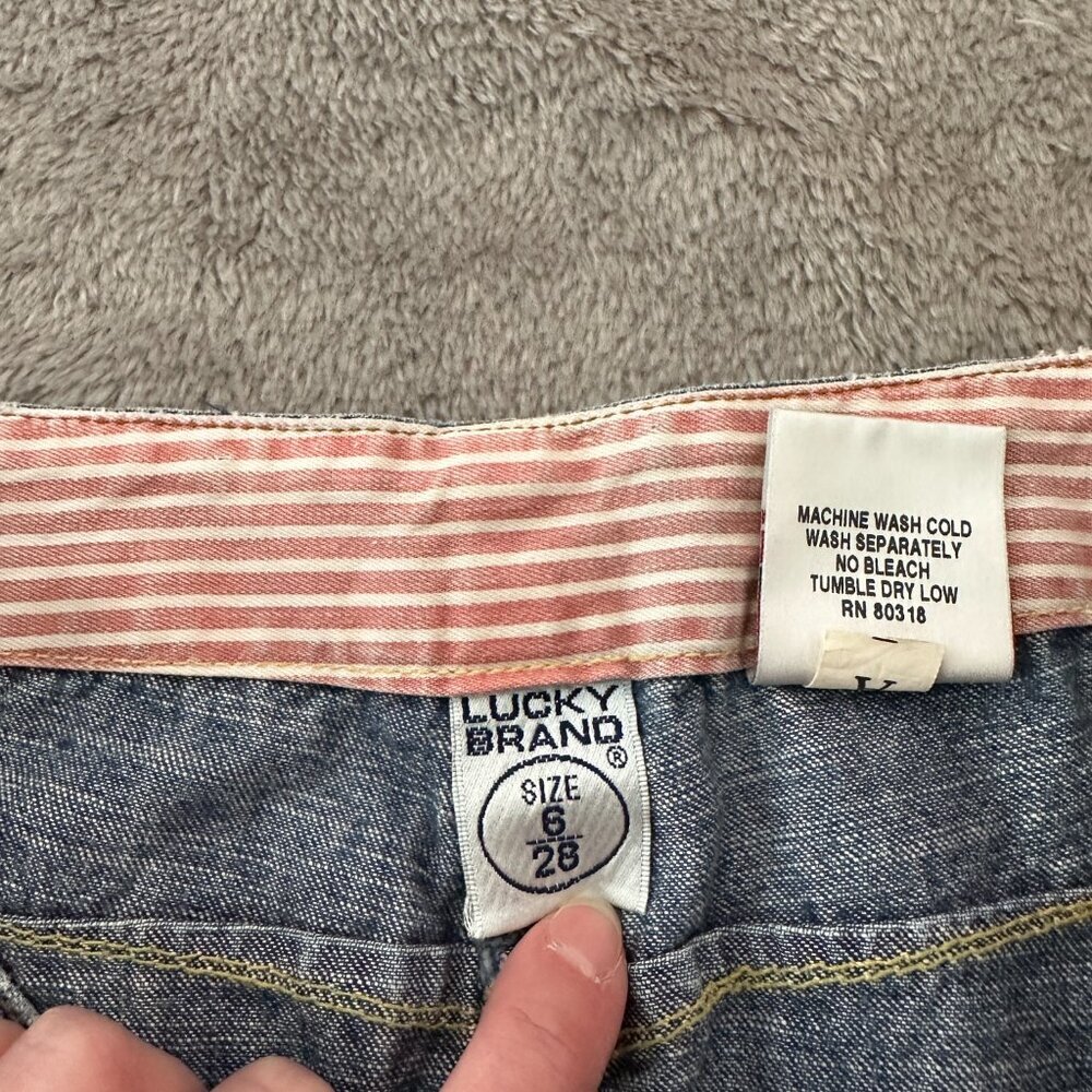 Vintage Lucky Brand Denim Midi Skirt Cargo 28/6 90s Y2K - Picture 8 of 10